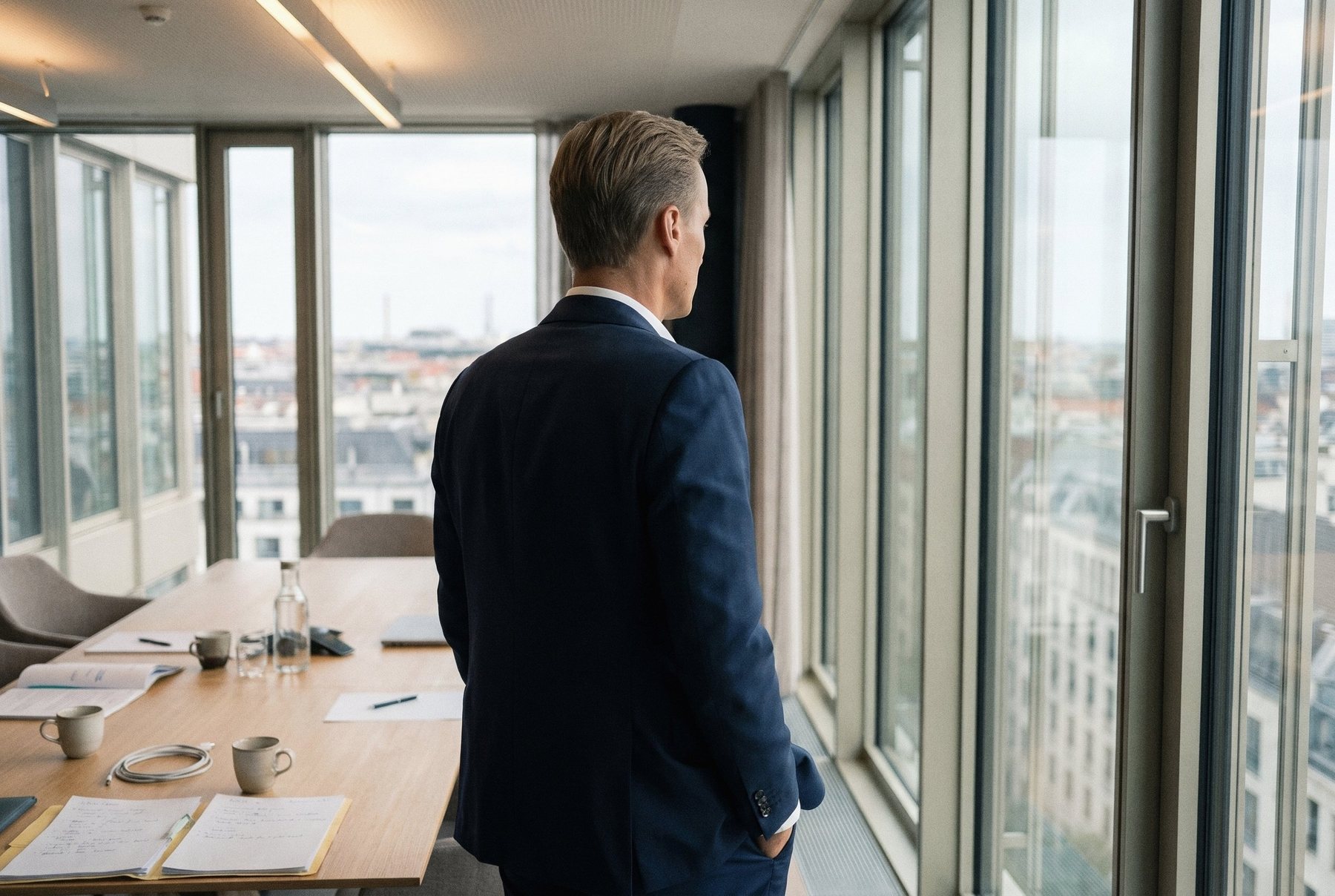 Gerrit S. Furch am Fenster eines Besprechungsraums