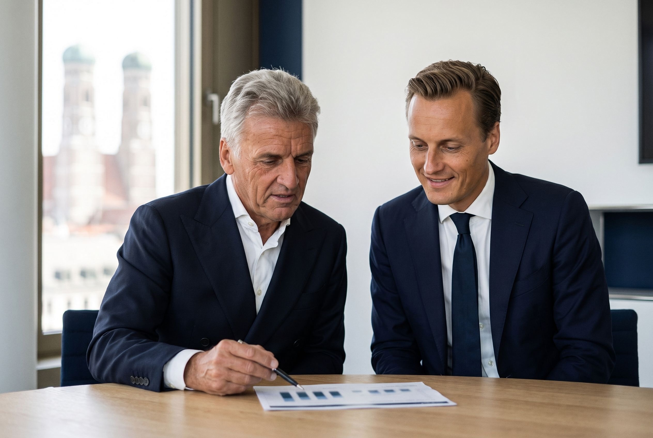 Gerrit S. Furch und Dr. Volker Furch besprechen einen Bericht