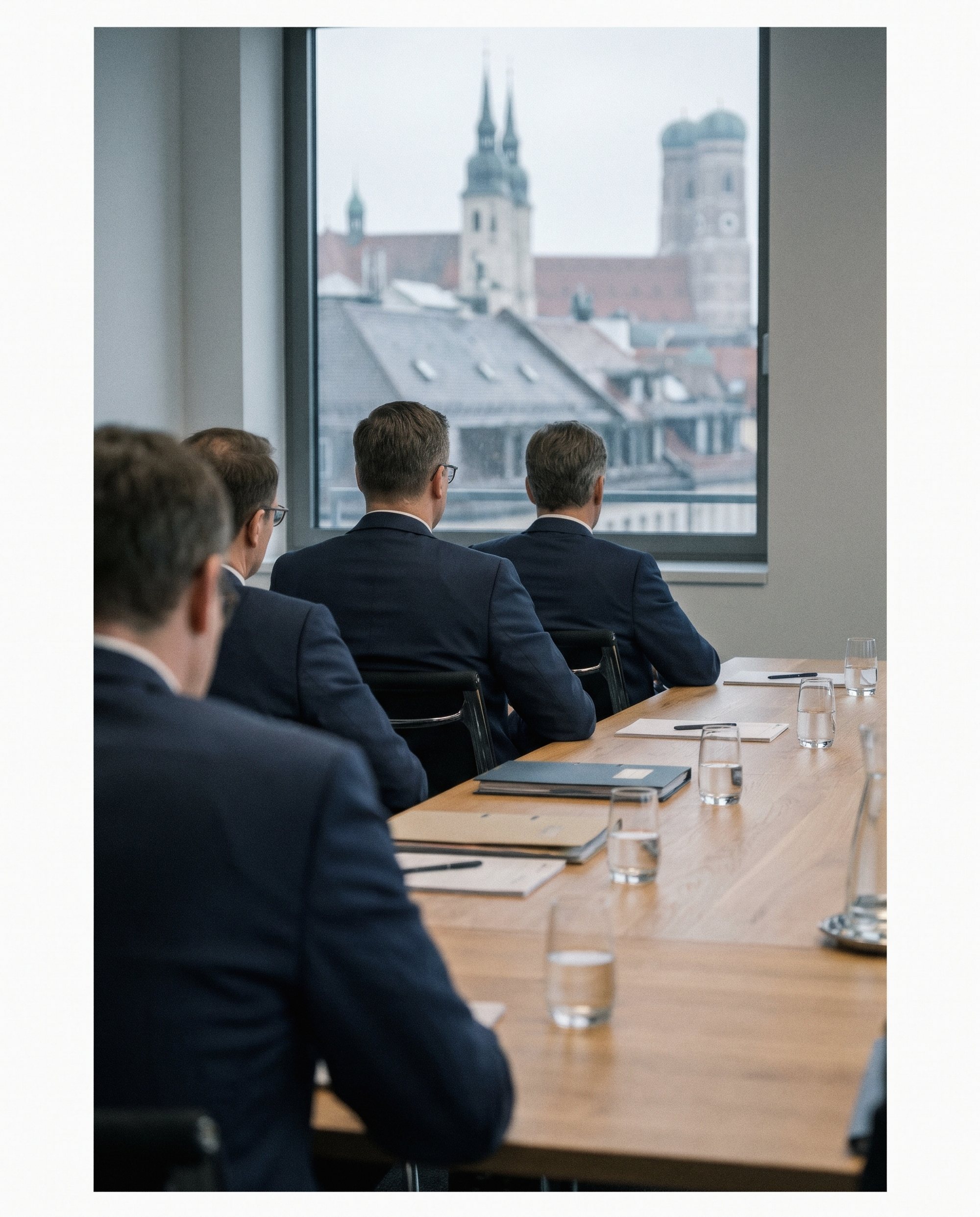 Gesellschafter- und Beiratssitzung am Konferenztisch