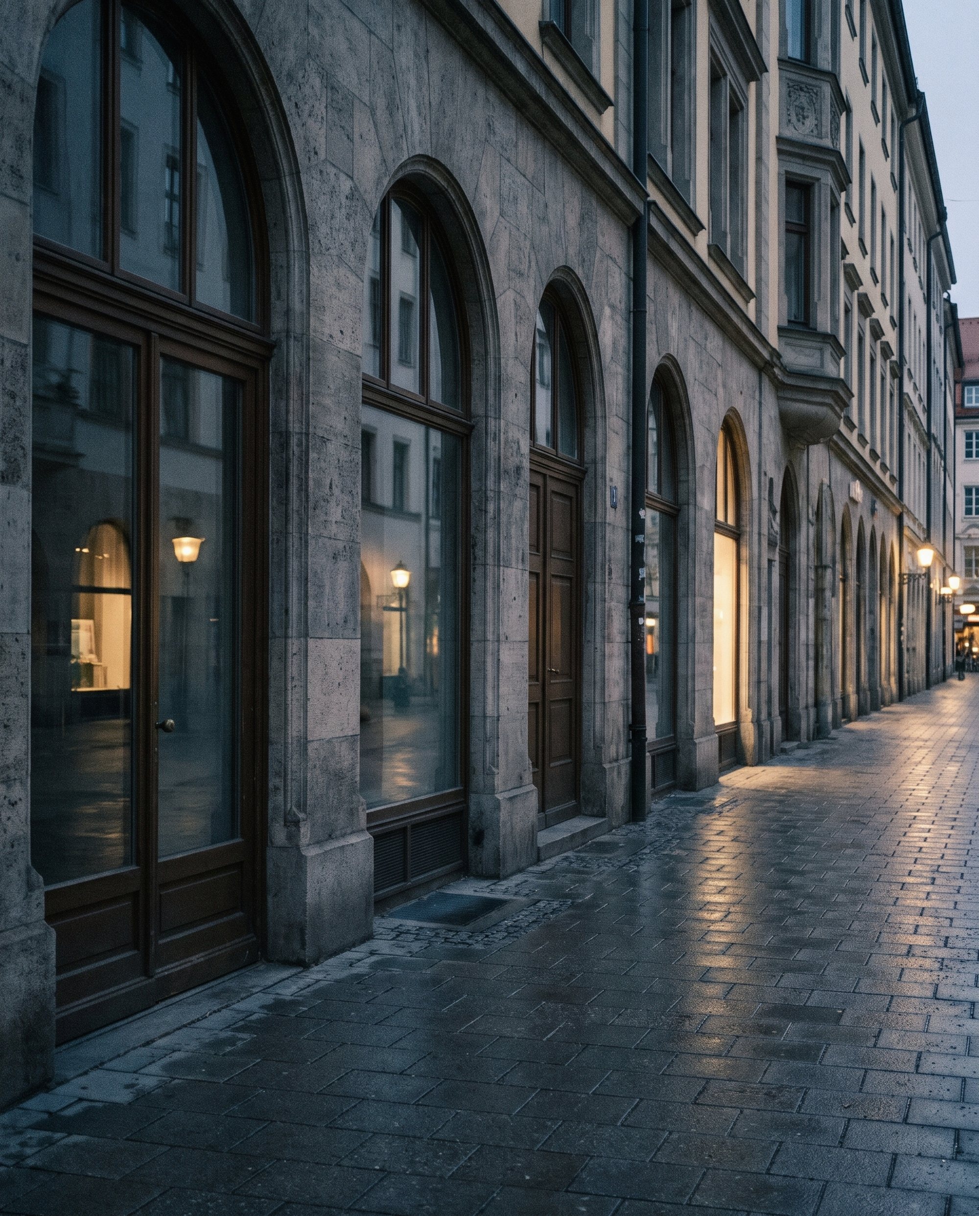 Einkaufsstraße in München am frühen Morgen